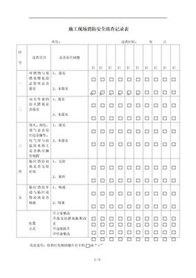 消防安全检查表格模板